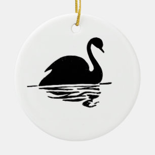 Het zwarte Silhouet van de Zwaan Keramisch Ornament