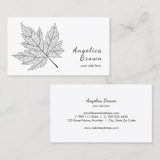 Het zwarte Visitekaartje van het Blad van de (Voorkant / Achterkant)