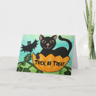 Het zwarte Wenskaart van de Pompoen van Halloween Kaart