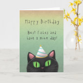 Het zwarte Wenskaart van de Verjaardag van de Kat Kaart (Gele Bloem)