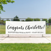 Het zwarte witte afstuderen van de de teksttekst v spandoek (Insitu)