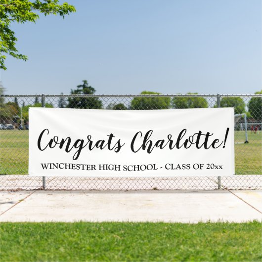 Het zwarte witte afstuderen van de de teksttekst v spandoek (Insitu)