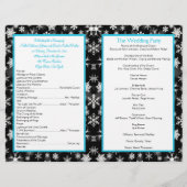Het zwarte, Witte, Aqua Snowflakes Wedding Program (Achterkant)