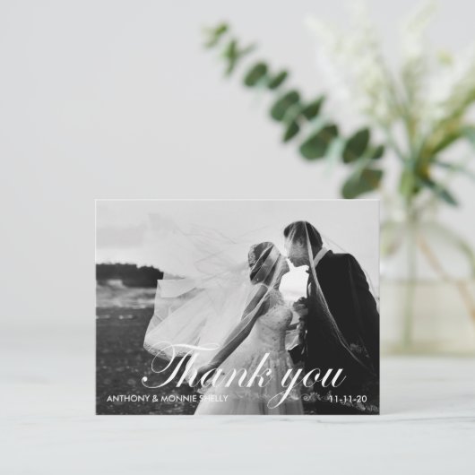 Het zwarte & Witte Huwelijk van 2 Foto dankt u Briefkaart (Staand voorkant)