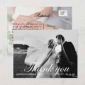 Het zwarte & Witte Huwelijk van 2 Foto dankt u Briefkaart (Voorkant / Achterkant)