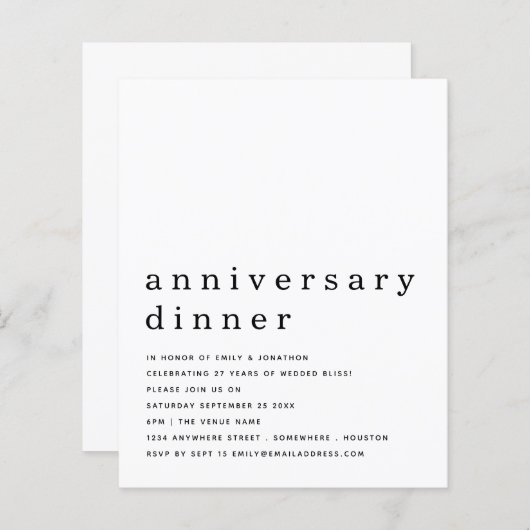 Het zwarte Witte Jubileum van de begroting nodigt (Voorkant / Achterkant)