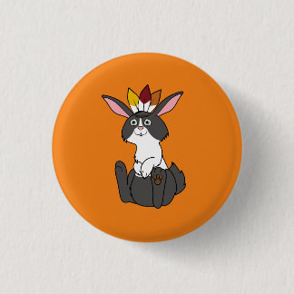 Het Zwarte & Witte Konijn van de Thanksgiving met Ronde Button 3,2 Cm