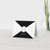 Het zwarte witte minimalistische moderne huwelijk bedankkaart (Voorkant)