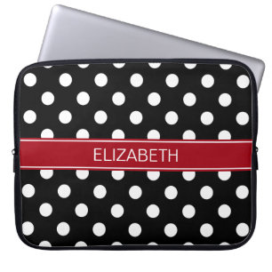 Het zwarte Witte Monogram van de Naam van de Laptop Sleeve