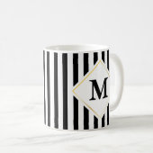Het zwarte Witte Monogram van de Streep Koffiemok (Voorkant rechts)
