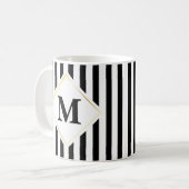 Het zwarte Witte Monogram van de Streep Koffiemok (Voorkant links)