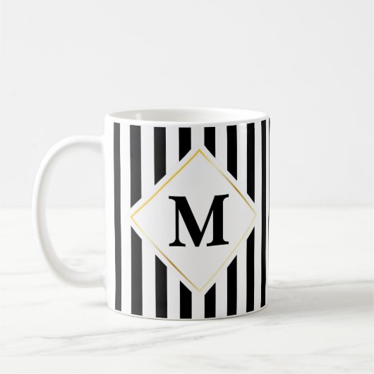 Het zwarte Witte Monogram van de Streep Koffiemok (Links)