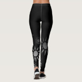 Het zwarte & Witte Patroon van de Bloem van de Leggings (Achterkant)