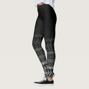 Het zwarte & Witte Patroon van de Krabbel onder Leggings