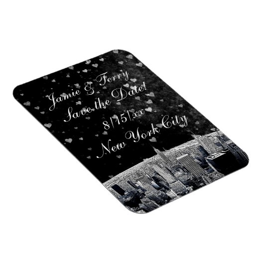 Het zwarte Wt Heart NYC Skyline #2 van Etched NYC  Magneet (Rechterzijde)