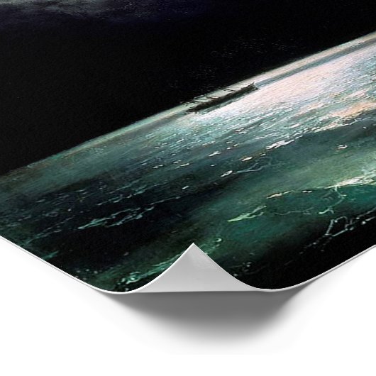 Het zwarte Zee 's nachts van Ivan Aivazovsky Poster (Hoek)