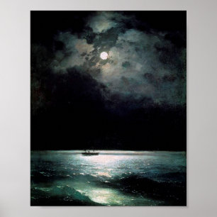 Het zwarte Zee 's nachts van Ivan Aivazovsky Poster