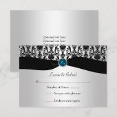 Het zwarte Zilveren Juweel RSVP Invitati van de (Voorkant / Achterkant)