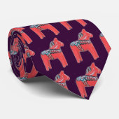 Het Zweedse paard op de Donkere marine Stropdas (Opgerold)