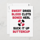 Het zweet droogt het Citaat van de Gymnastiek Briefkaart (Voorkant / Achterkant)