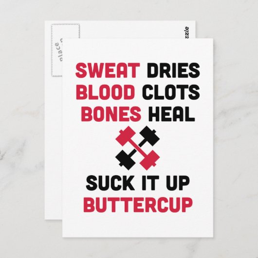 Het zweet droogt het Citaat van de Gymnastiek Briefkaart (Voorkant / Achterkant)