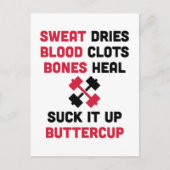 Het zweet droogt het Citaat van de Gymnastiek Briefkaart (Voorkant)