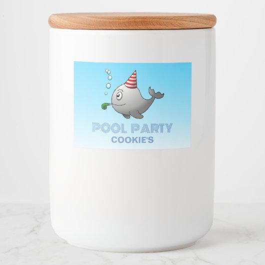 Het zwembad van de kleine walvis voedselcontainer etiket (Voorkant)