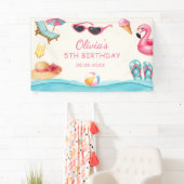 Het Zwembad Verjaardagsfeest in de Zomer Spandoek (Insitu)