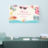 Het Zwembad Verjaardagsfeest in de Zomer Spandoek (Beurs)