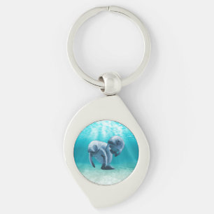 Het Zwemmen twee Manatees Sleutelhanger