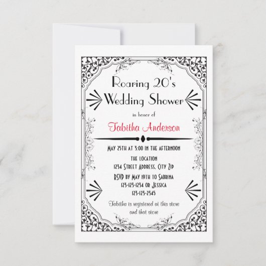 Het zwerven 20s - 3x5 Uitnodiging van de Shower va (Voorkant)