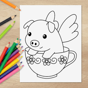 Het zwerven pingelt in een Teacup Kleurenpagina Rubberstempel