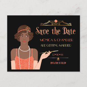 Het zwerven van 20s Afrikaanse Amerikaanse Flapper Kaart