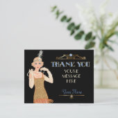 Het zwerven van 20s Fringe Dress Feather Flapper D Bedankkaart (Staand voorkant)