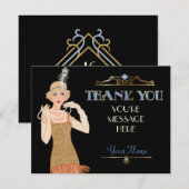 Het zwerven van 20s Fringe Dress Feather Flapper D Bedankkaart (Voorkant / Achterkant)