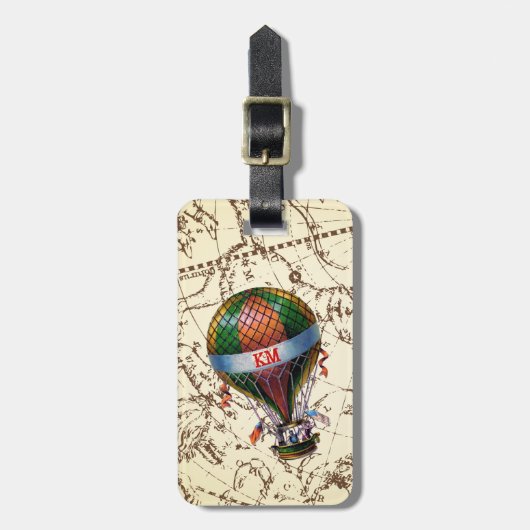 Het zweven van een hete luchtballon op een Zodiac- Bagagelabel (Voorkant verticaal)