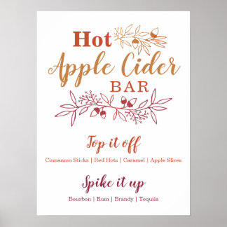 Hete Apple Cider Bar Menu Weddenschap Poster