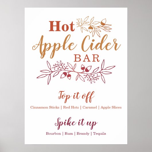Hete Apple Cider Bar Menu Weddenschap Poster (Voorkant)