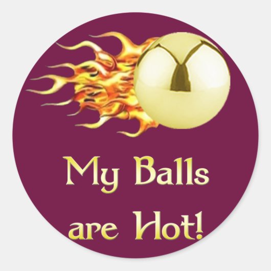 Hete Ballen Flaming Pinball Ronde Sticker (Voorkant)
