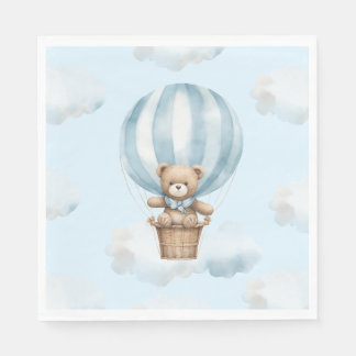 Hete ballon teddybeer neutraal Baby shower servet