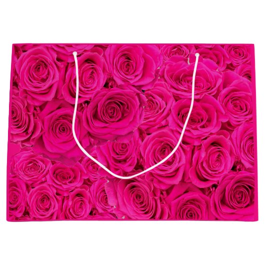 Hete Bloem Roze Rozen Groot Cadeauzakje (Voorkant)