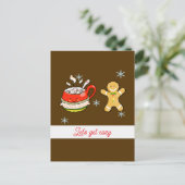 Hete cacao drink + peperkoek man briefkaart (Staand voorkant)