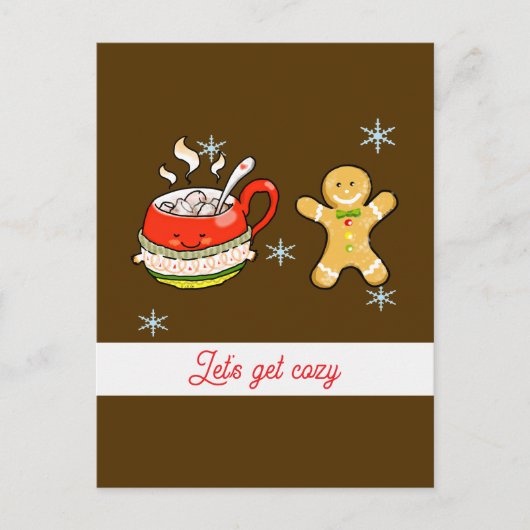 Hete cacao drink + peperkoek man briefkaart (Voorkant)