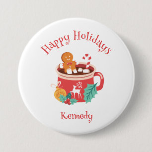 Hete Cacao en Gingerbread Ronde Button 7,6 Cm