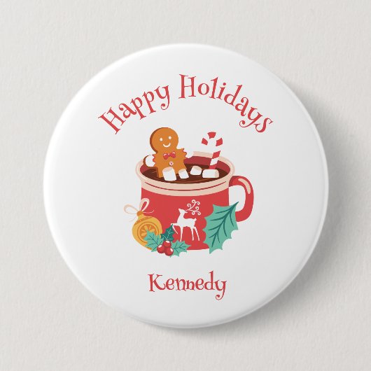 Hete Cacao en Gingerbread Ronde Button 7,6 Cm (Voorkant)