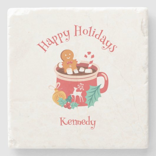 Hete Cacao en Gingerbread Stenen Onderzetter (Voorkant)