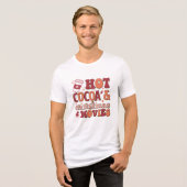 Hete Cacao en Kerst Films Retro Groovy Tri-Blend Shirt (Voorkant volledig)