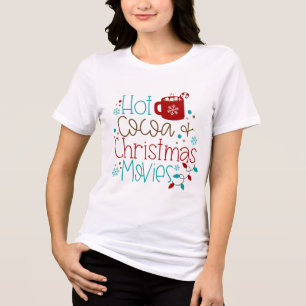 Hete Cacao en Kerstmisfilms Moderne Typografie Tri-Blend Shirt