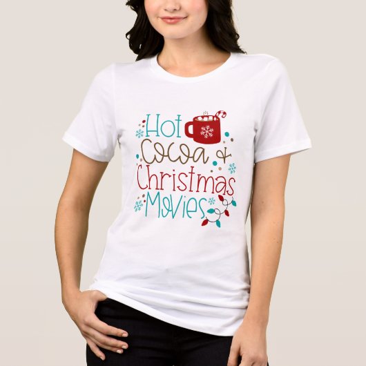 Hete Cacao en Kerstmisfilms Moderne Typografie Tri-Blend Shirt (Voorkant)