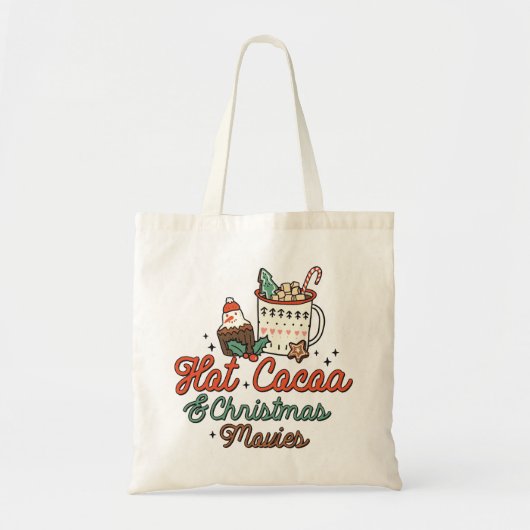 Hete Cacao en Kerstmisfilms Retro Tote Bag (Voorkant)